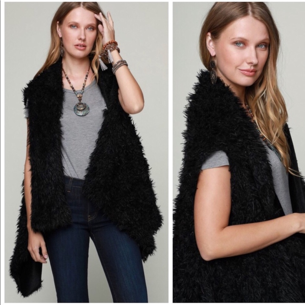 NEW Grey OR Black Cozy Faux Fur VEST
